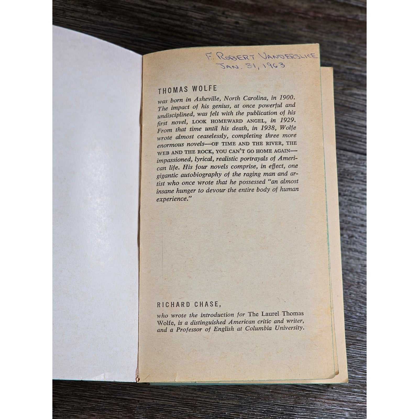 The Web and the Rock Thomas Wolfe 1960 Dell Paperback Vintage