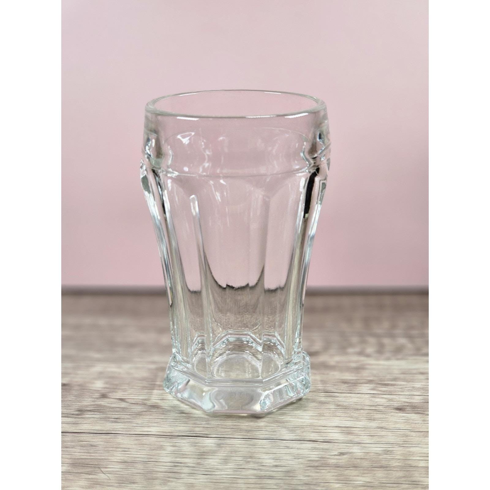 Vintage Crisa Paneled Clear Glass Tumblers | 5 Inch Tall Drinking Glasses