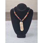 Vintage Carved Pendant Necklace Beaded Tribal Style Statement