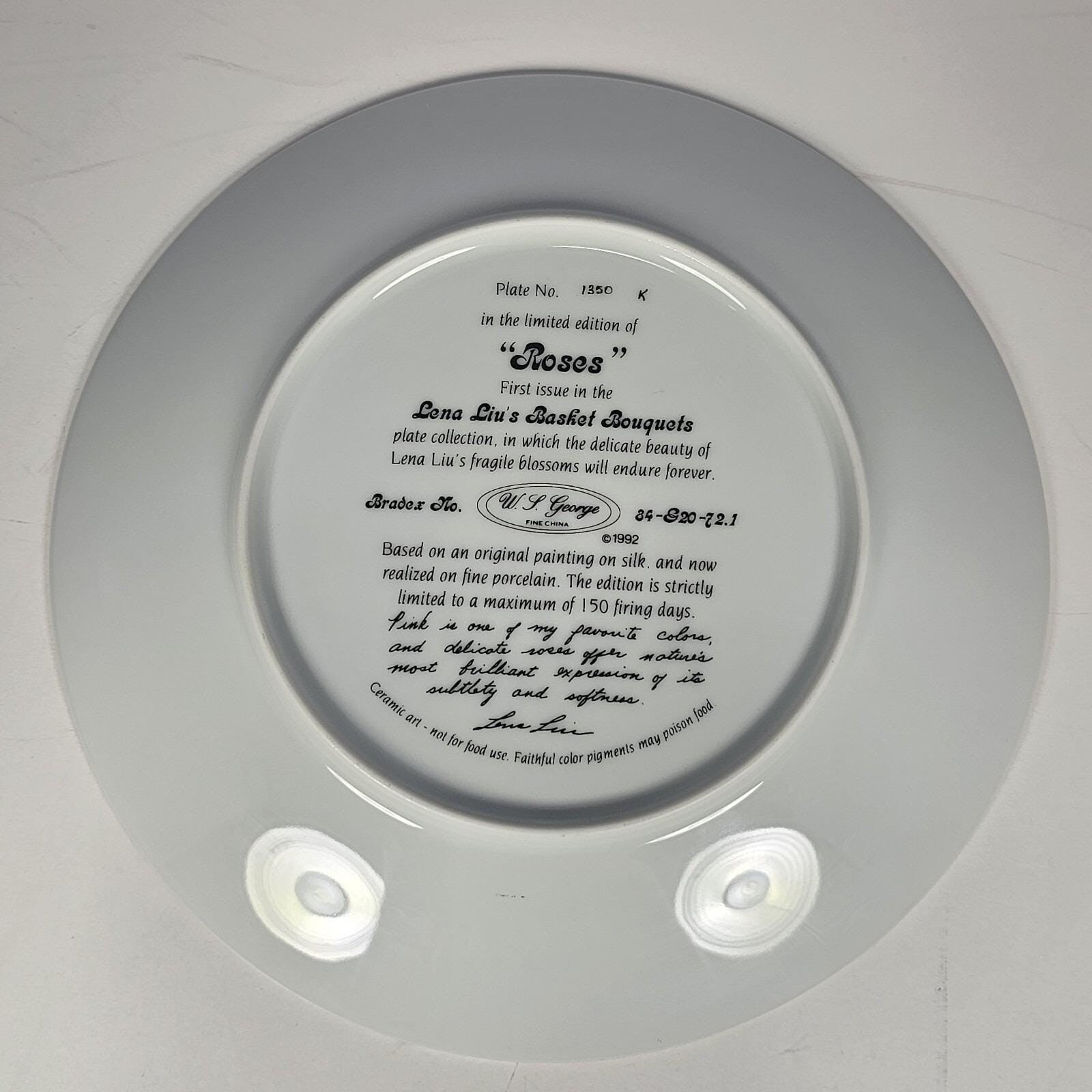 WJ George Fine China Collector Plate Vintage Porcelain Plate