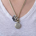 Vintage Pocket Watch Necklace Rocking Horse Charm Long Chain