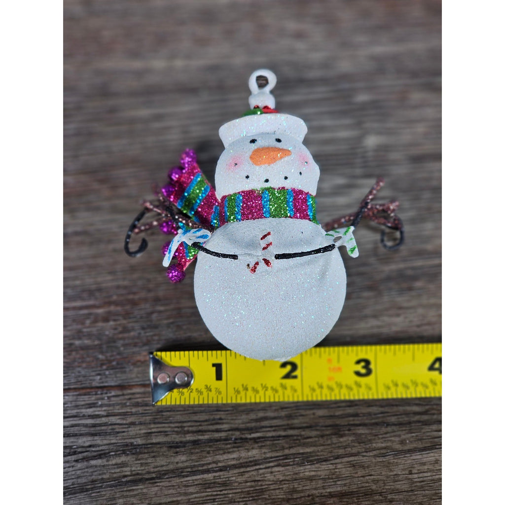 Glitter Snowman Christmas Ornament Candy Cane Garland Holiday Decor