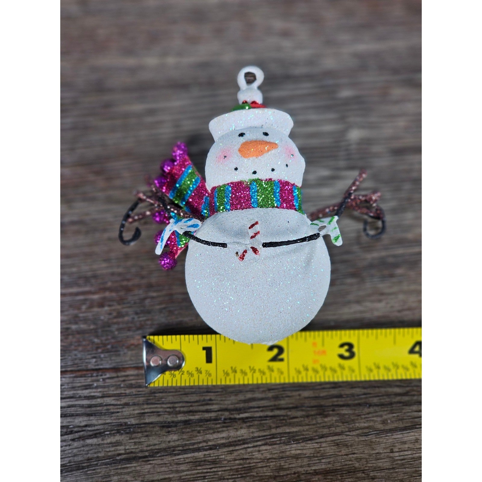 Glitter Snowman Christmas Ornament Candy Cane Garland Holiday Decor