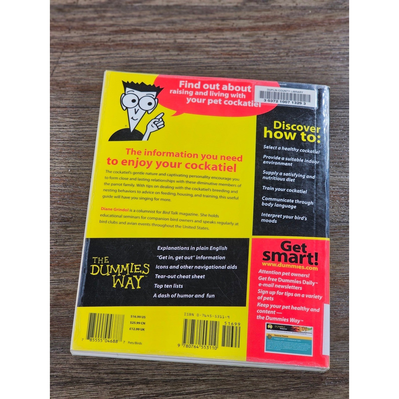 Cockatiels For Dummies by Diane Grindol 2001 Paperback Pet Care