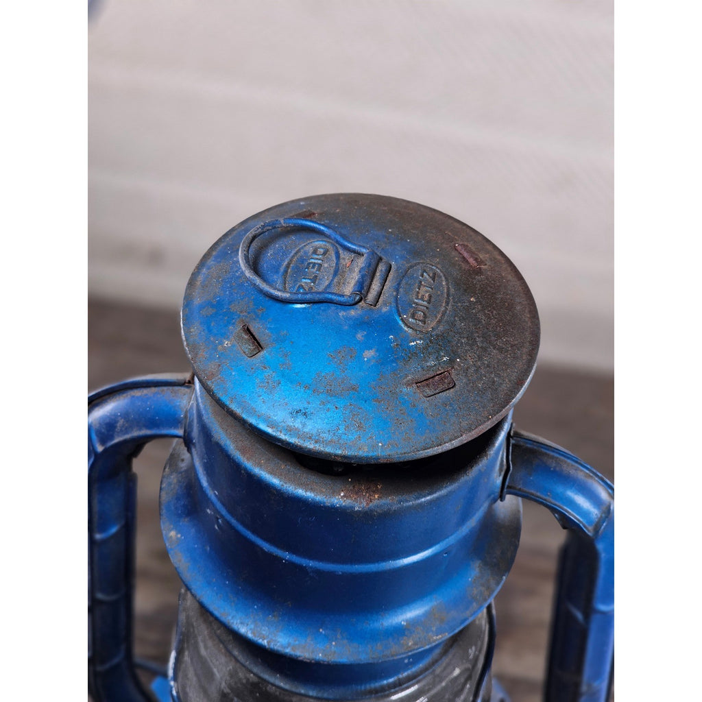 Vintage Dietz Air Pilot Lantern Blue Kerosene Oil Lamp 13.5" Tall