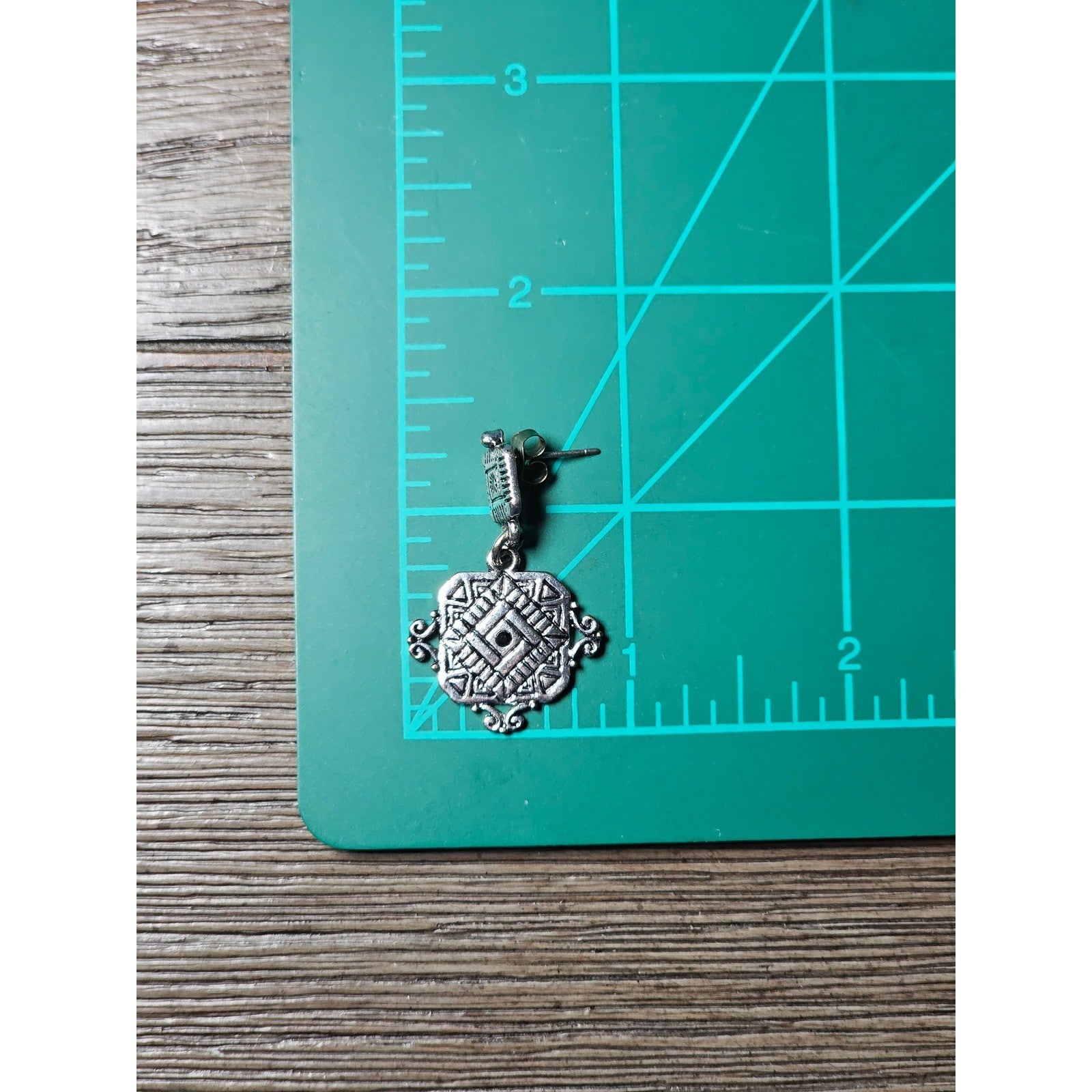 Vintage Silver Tone Geometric Drop Earrings Pierced Statement Dangles