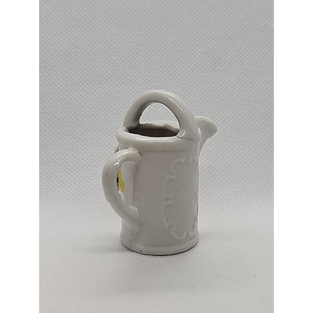 Miniature Vintage Porcelain Watering Can Figurine Roses Gold Trim Japan 2″