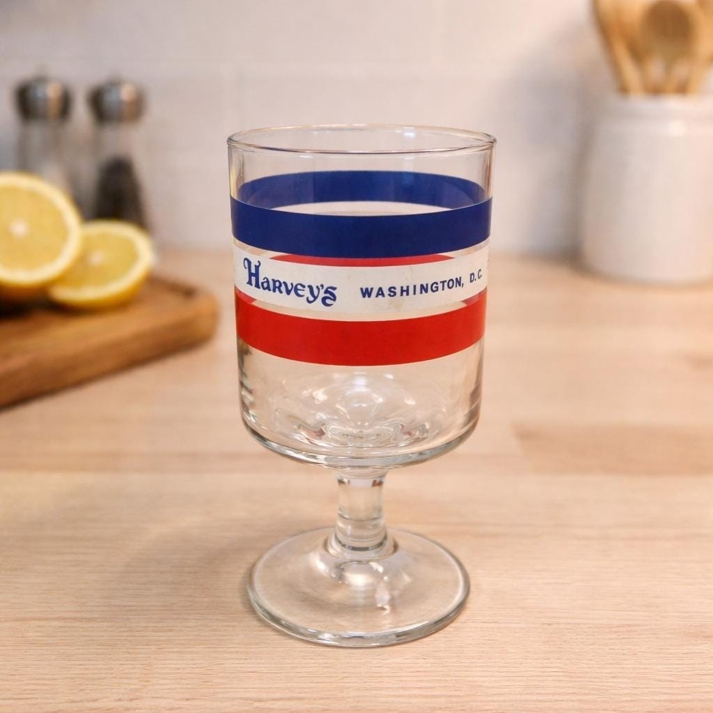 Harveys Washington DC Glass Restaurant Presidents Stemmed