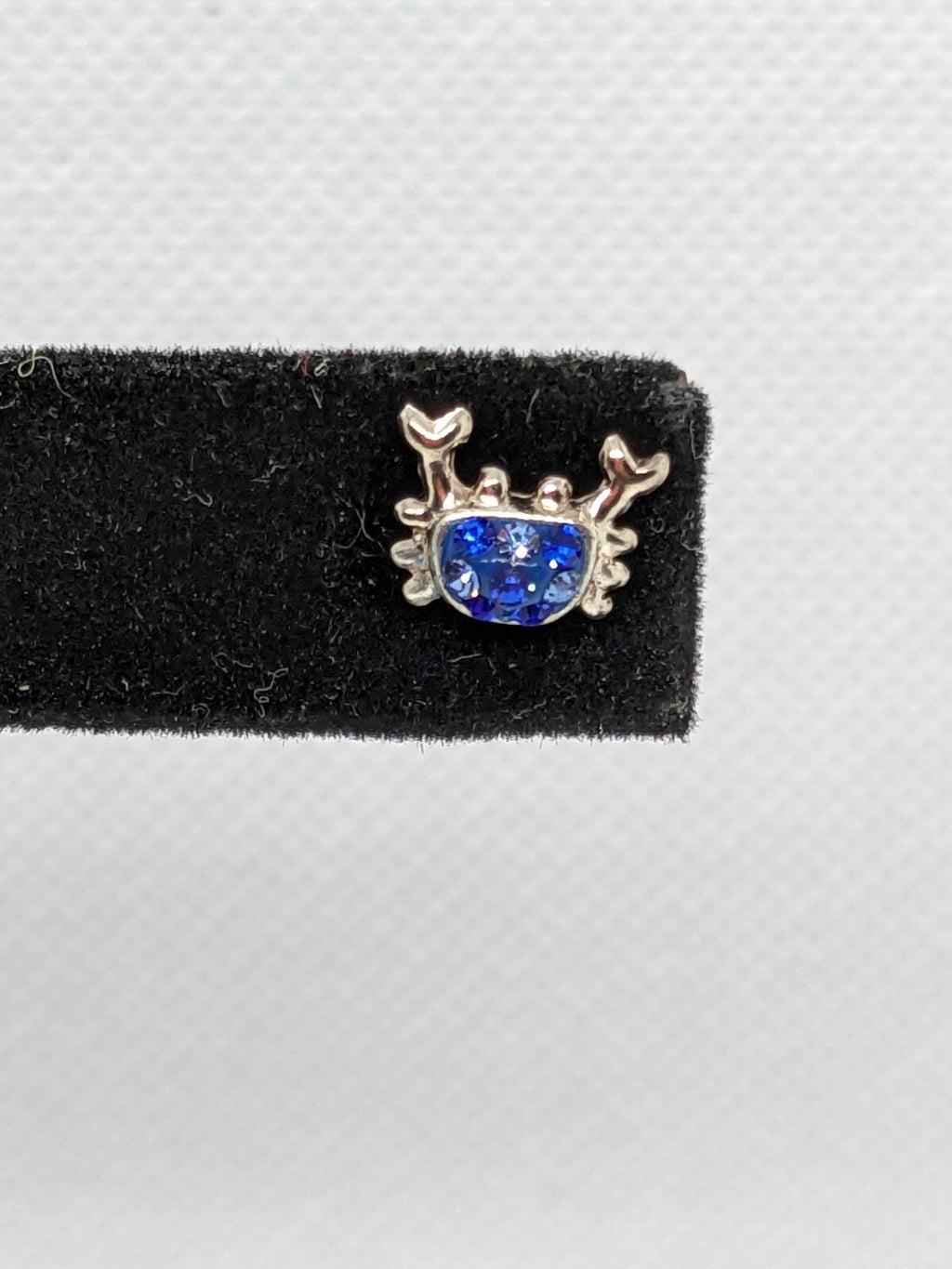 925 Sterling Silver Crab with Blue Stone Shell Stud Earrings
