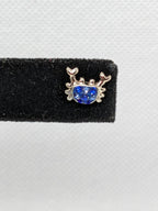 925 Sterling Silver Crab with Blue Stone Shell Stud Earrings