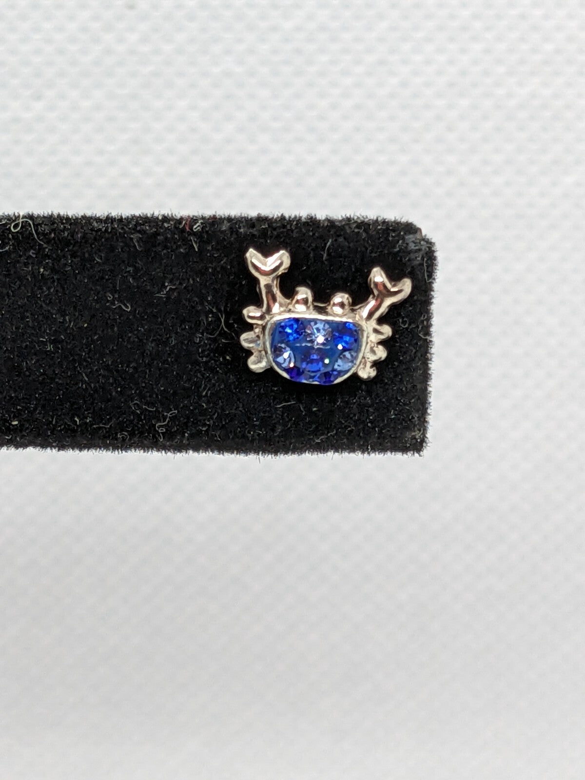 925 Sterling Silver Crab with Blue Stone Shell Stud Earrings