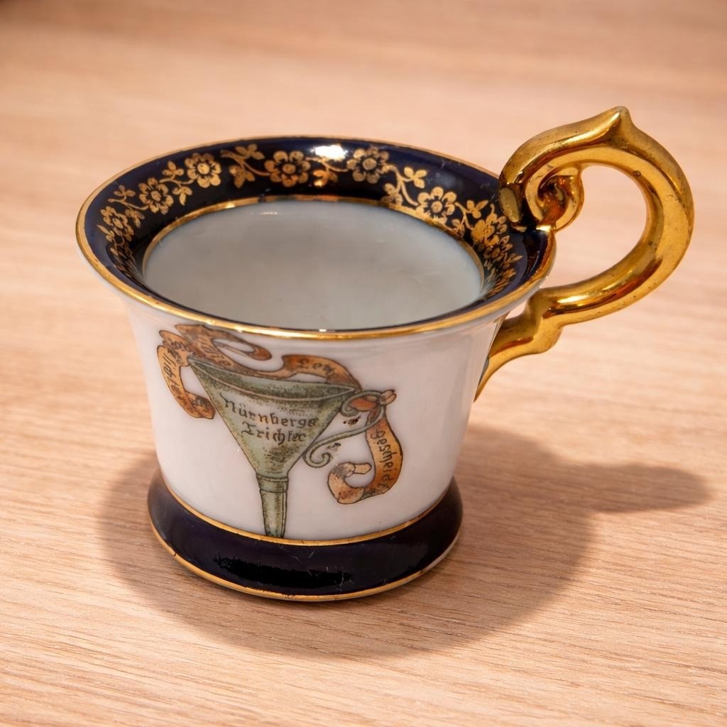 Vintage German Demitasse Cup Gold Plated Floral Eger Co