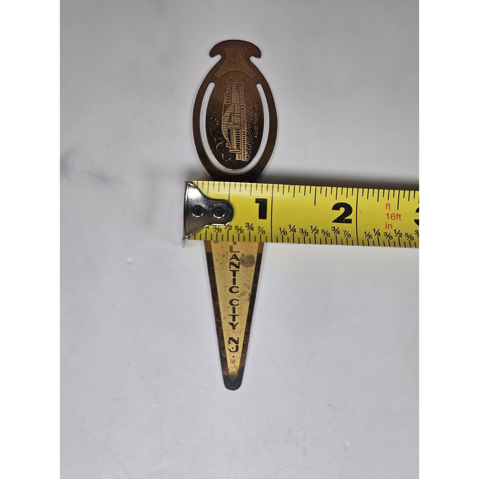 Atlantic City Bookmark Letter Opener Brass Souvenir