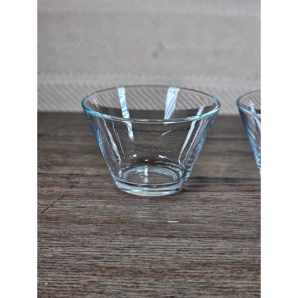 Set of 2 Clear Glass Dessert Bowls | Small Vintage Style Serving Cups 3x4