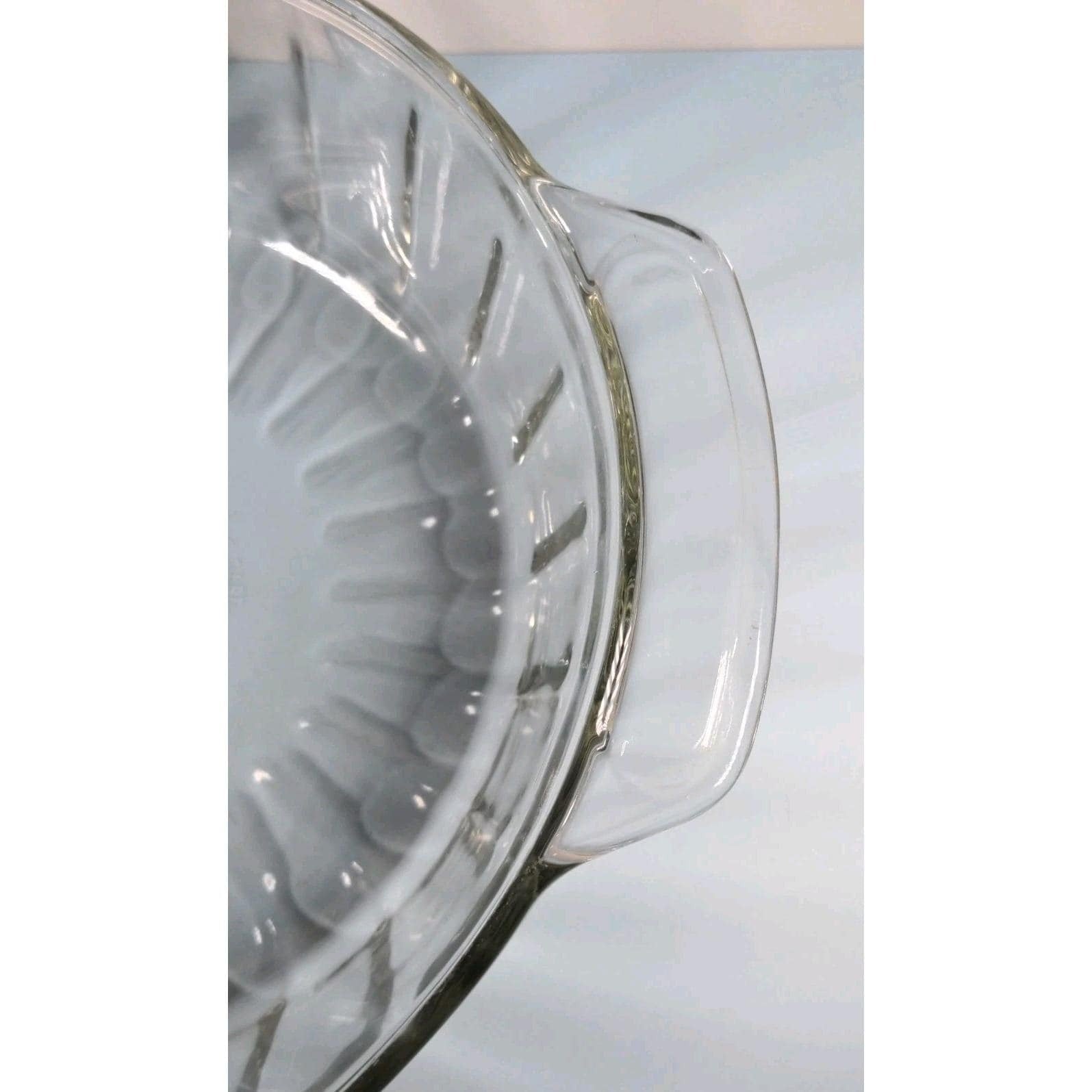 Vintage Clear Glass Handled Bowl Ribbed Glass Serving Bowl