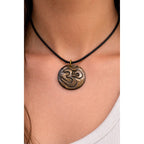 Hand Carved Wooden Om Pendant Necklace 18 Inch Cord Nepal Spiritual Jewelry