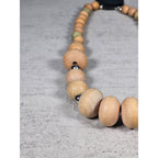 Vintage Wooden Bead Necklace with Silver Tone Accents | Rustic Boho Jewelry