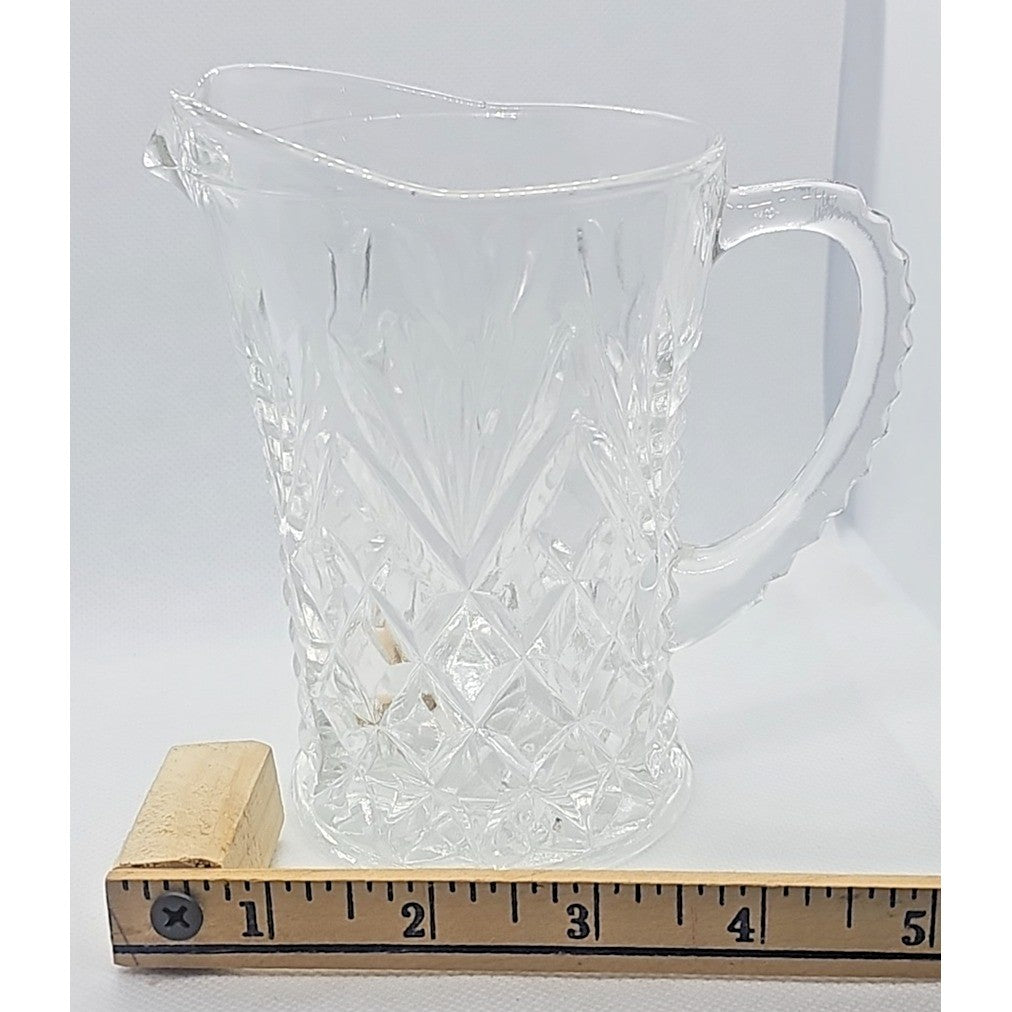 Vintage 5" Tall Anchor Hocking Pressed Pineapple Glass Creamer Pitcher 1960s