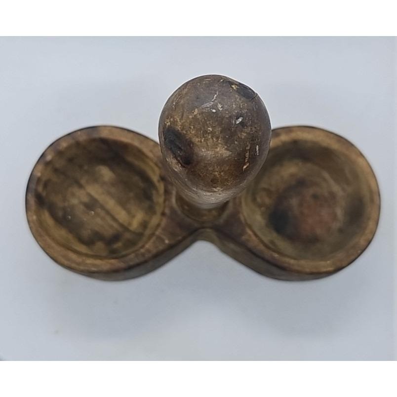 Vintage Wooden Salt & Pepper Holder Rustic Farmhouse Kitchen Stand