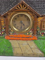 1920's  LUX Clock Co "Bungalow Deluxe Art Clock" Novelty Desk Clock