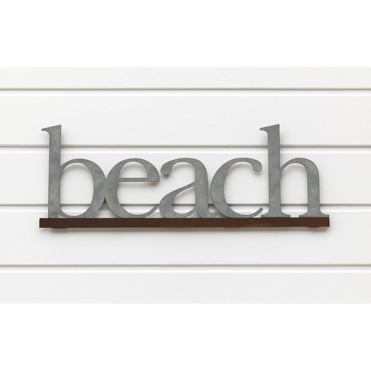 Vintage Metal BEACH Wall Sign Rustic Coastal Pop Out Letters