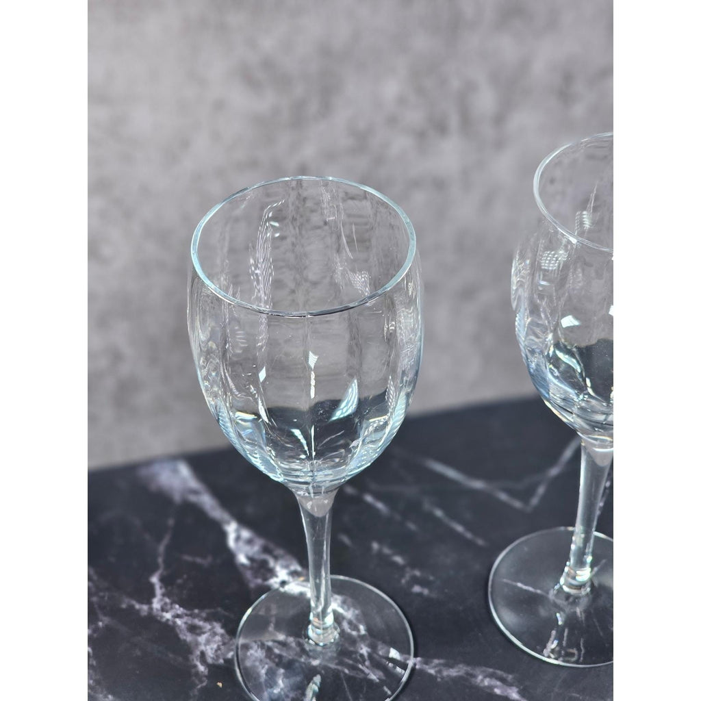 Vintage Crystal Fantasy Ribbed Water Goblets Set of 2 Glasses 7.5