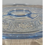 Vintage Anchor Hocking Blue Chip and Dip Plate Glass Serving Tray
