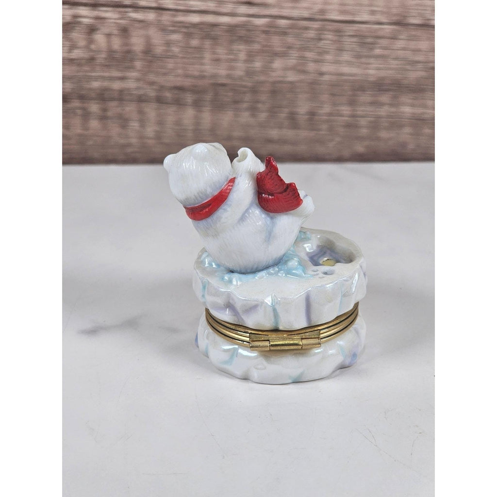 Franklin Mint Coca Cola Polar Bear Trinket Box 1999 Porcelain