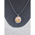 Vintage Hindu Deity Pendant Necklace Oval Religious Charm