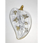 Georges Briard Leaf Dish Divided Glass Tray Mid Century Serving