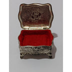 Vintage Silver Plated Trinket Box Red Felt Japan