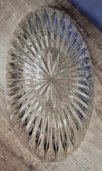 Vintage Cut Crystal Starburst Design Oval Candy Bowl