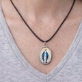 Vintage Amber Halo Madonna Pendant Necklace Religious Charm