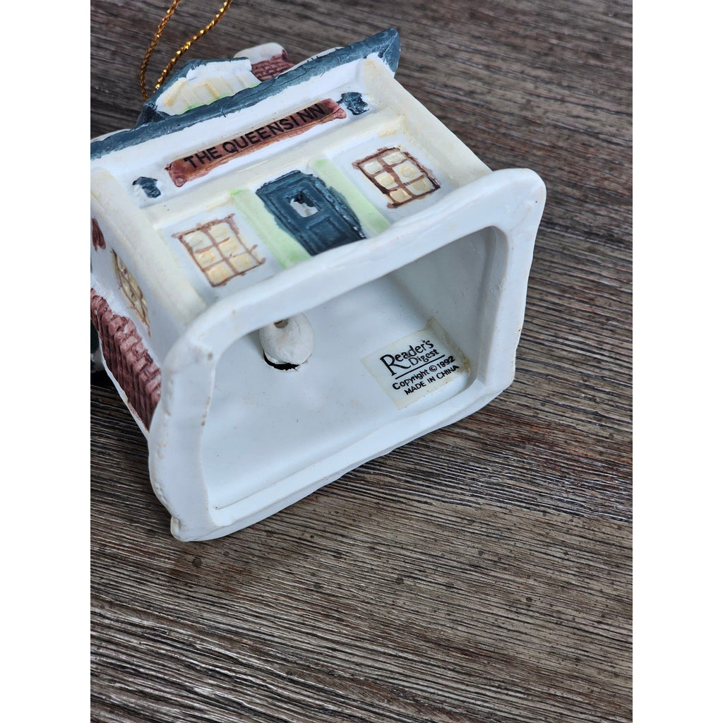 Vintage Dickens Village Queen's Inn Ceramic House Ornament Reader's Digest 1992