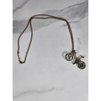 Vintage Bicycle Pendant Necklace Gold Tone Bike Charm Cyclist Jewelry