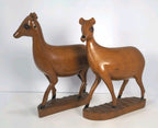 Hand Carved Wood Deer Book Ends – Rustic Wildlife Decorative Accents
