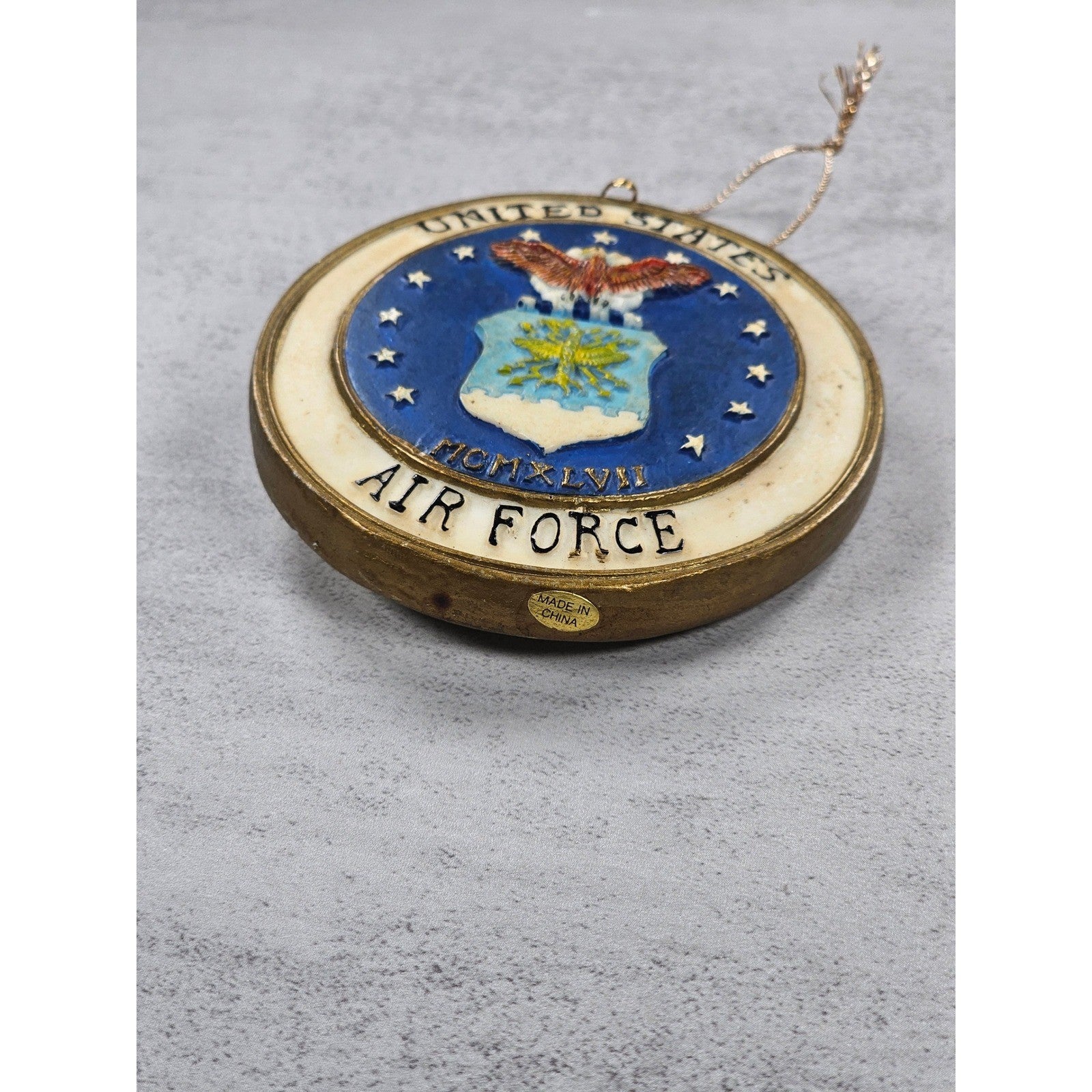 Vintage United States Air Force Ornament 1947 Seal Gold Tone