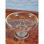 Vintage Clear Glass Cake Stand with Floral Embossed Design