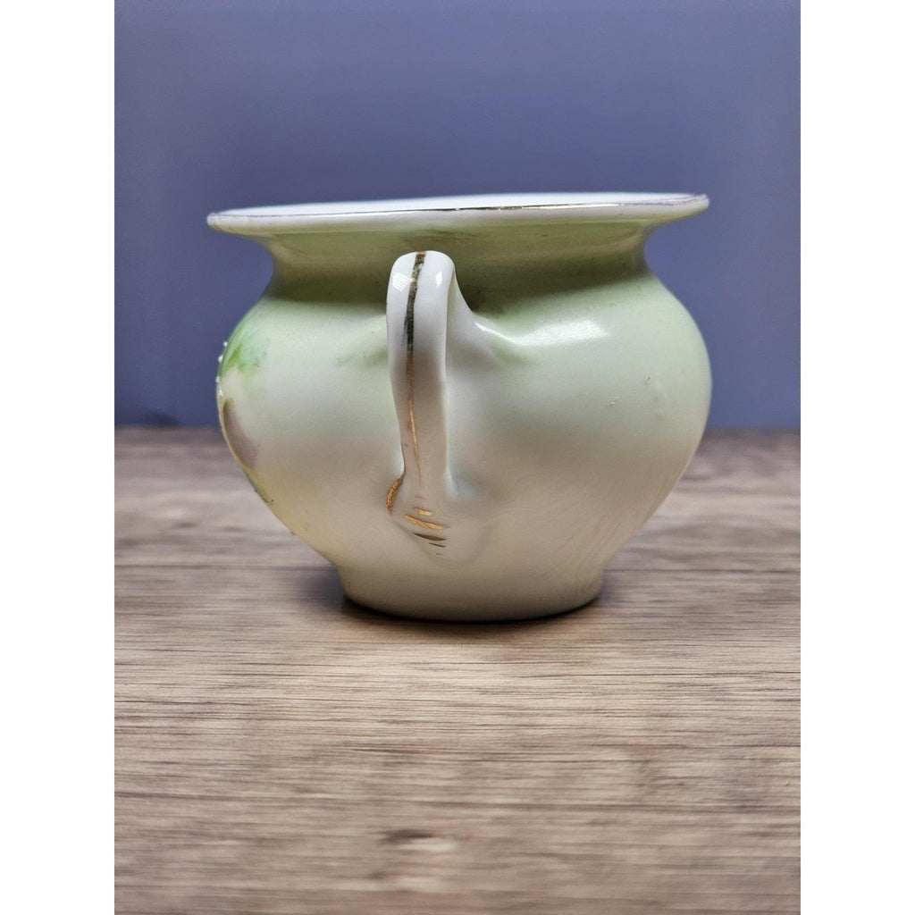 Vintage Porcelain Floral Mini Pitcher Yellow Flowers Gold Trim