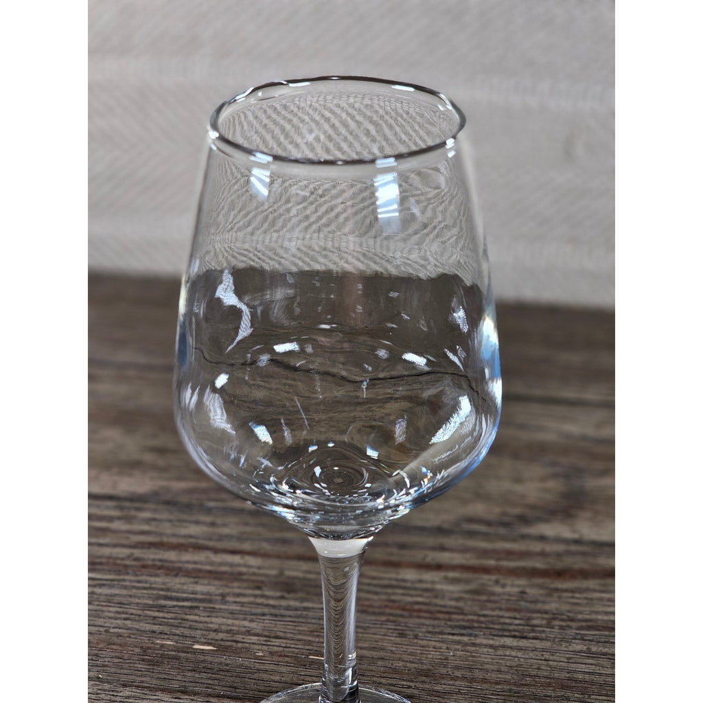 Vintage Stemmed Wine Glass 8.5 Inch Tall Clear Classic Dining Glass