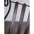 Vintage Iron & Leather Magazine Rack 16" Tall Rustic Book Holder