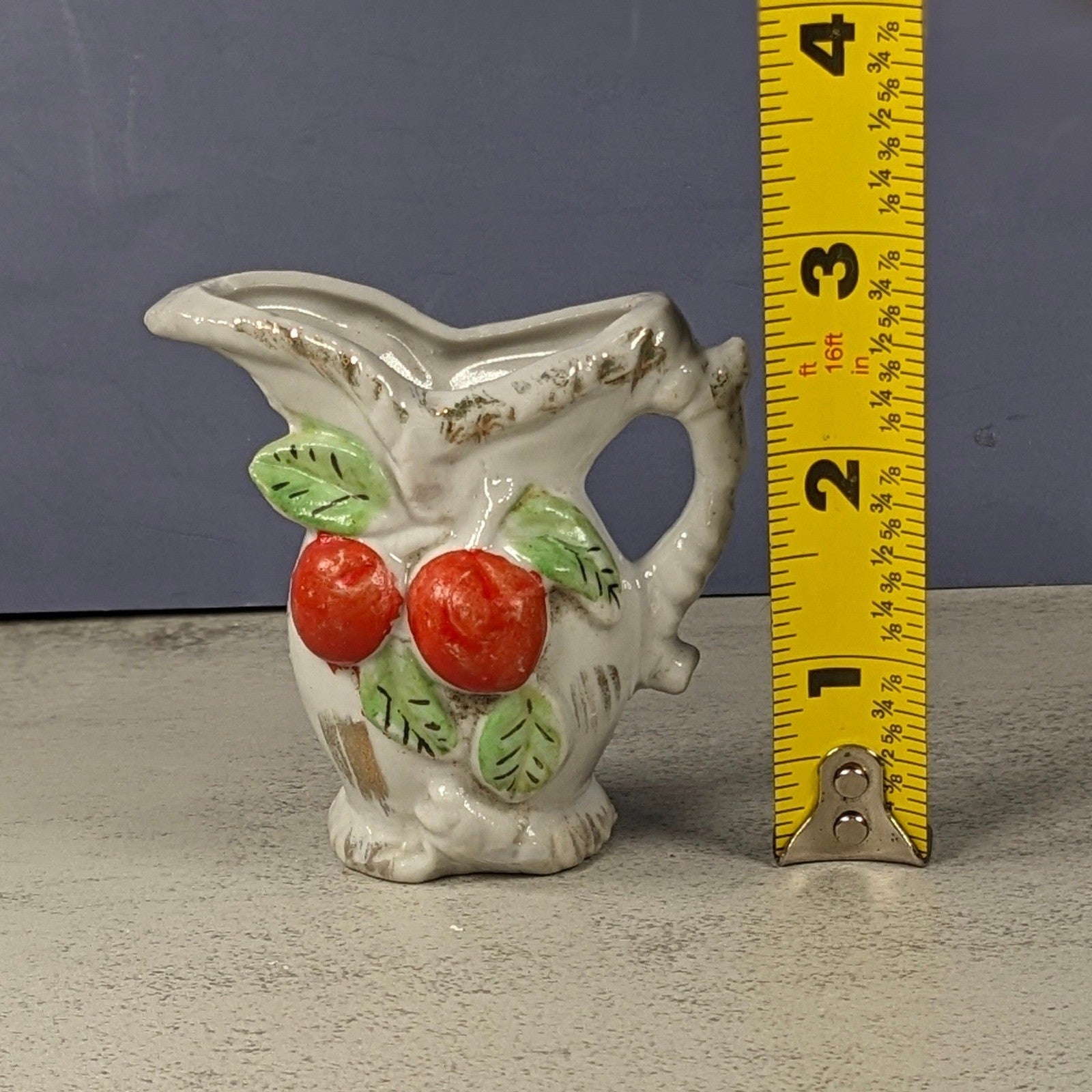 Vintage Japan Apple Creamer Pitcher Mini Ceramic Fruit Decor