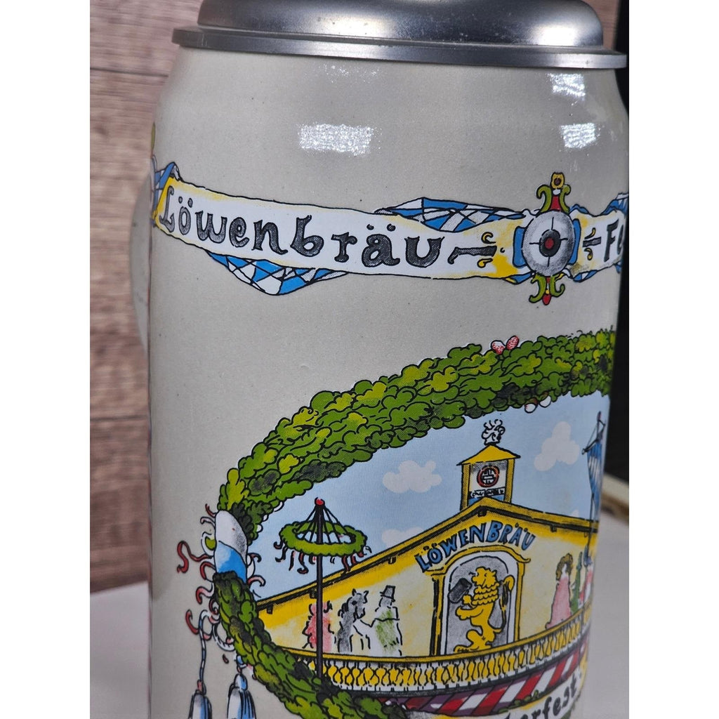 German Beer Stein Lowenbrau Oktoberfest Rastal Pewter Lid