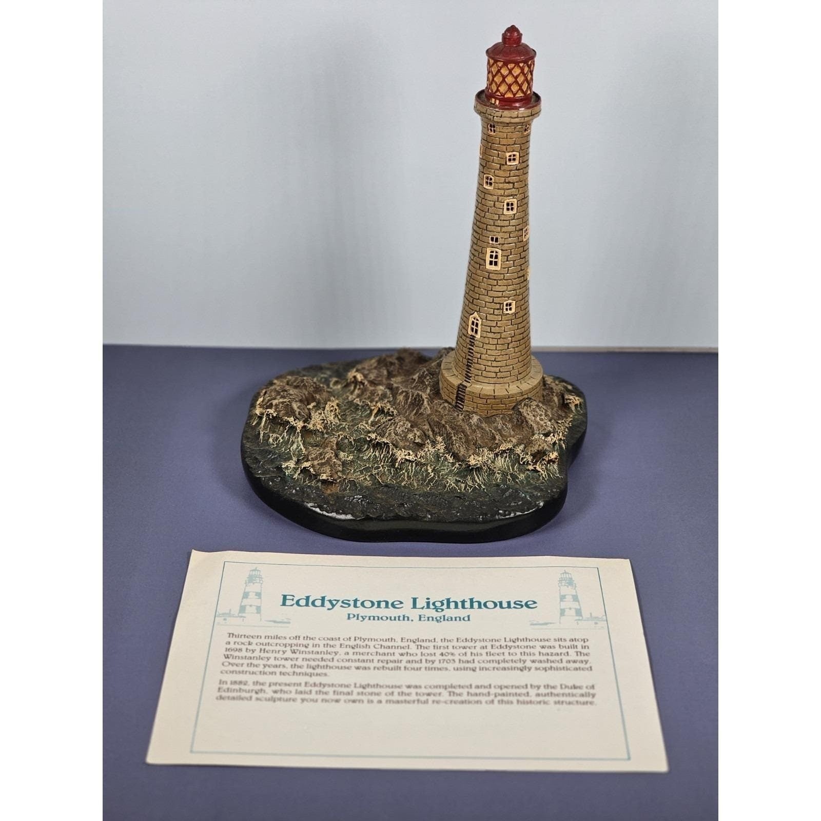 Danbury Mint Eddystone Lighthouse Figurine COA Maritime