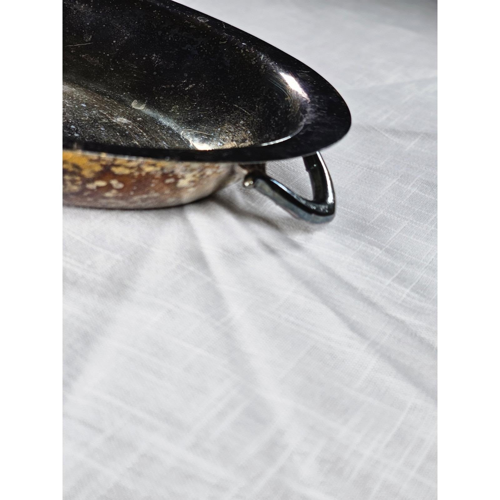 Vintage Silver Plate Oval Serving Dish 10" With Handles