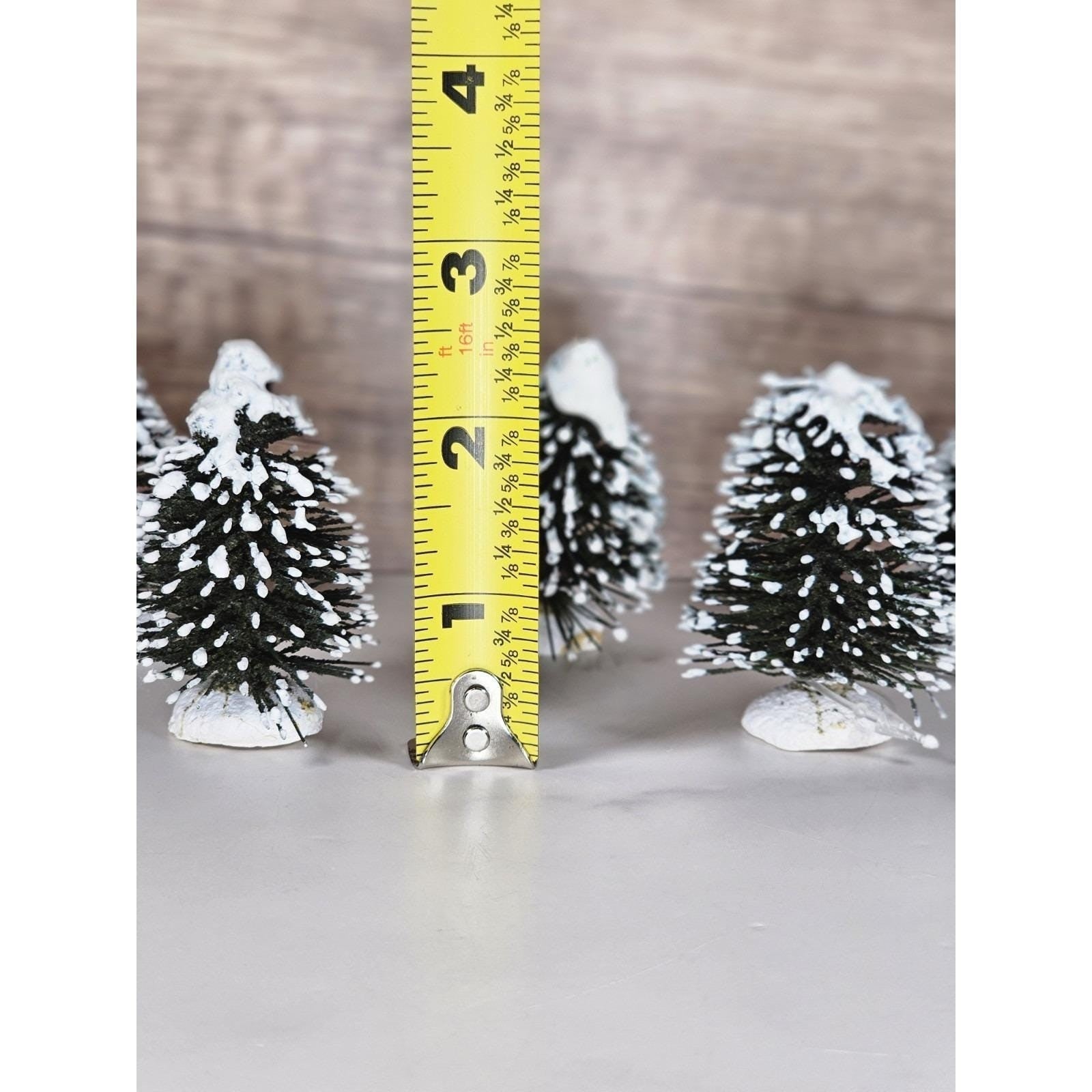 Mini Snow Covered Christmas Village Trees Set of 8 Winter Holiday Decor
