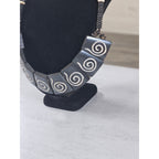 Vintage Tribal Carved Wood Spiral Necklace Statement Collar Black
