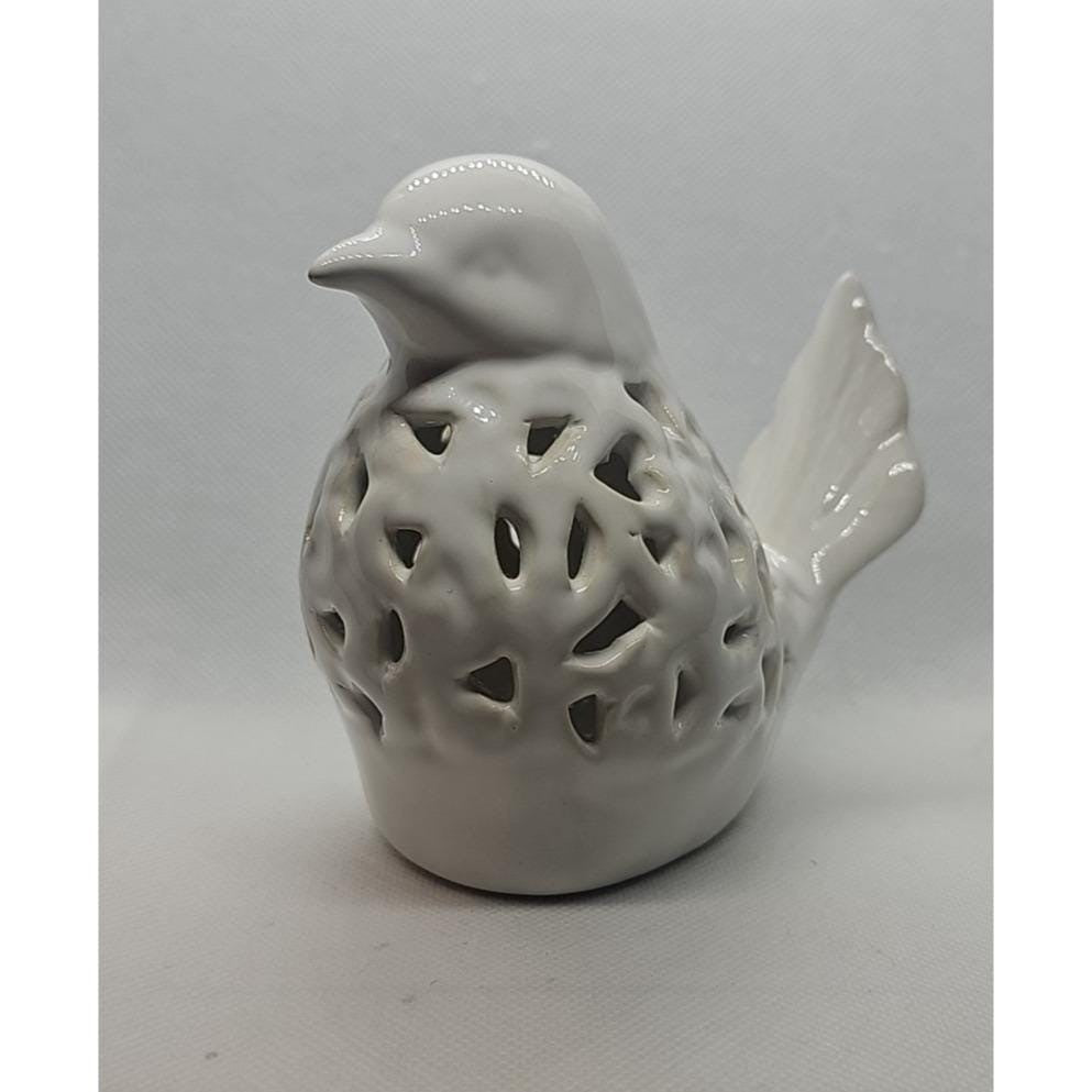White Porcelain Bird Figurine Farmhouse Cottage Decor
