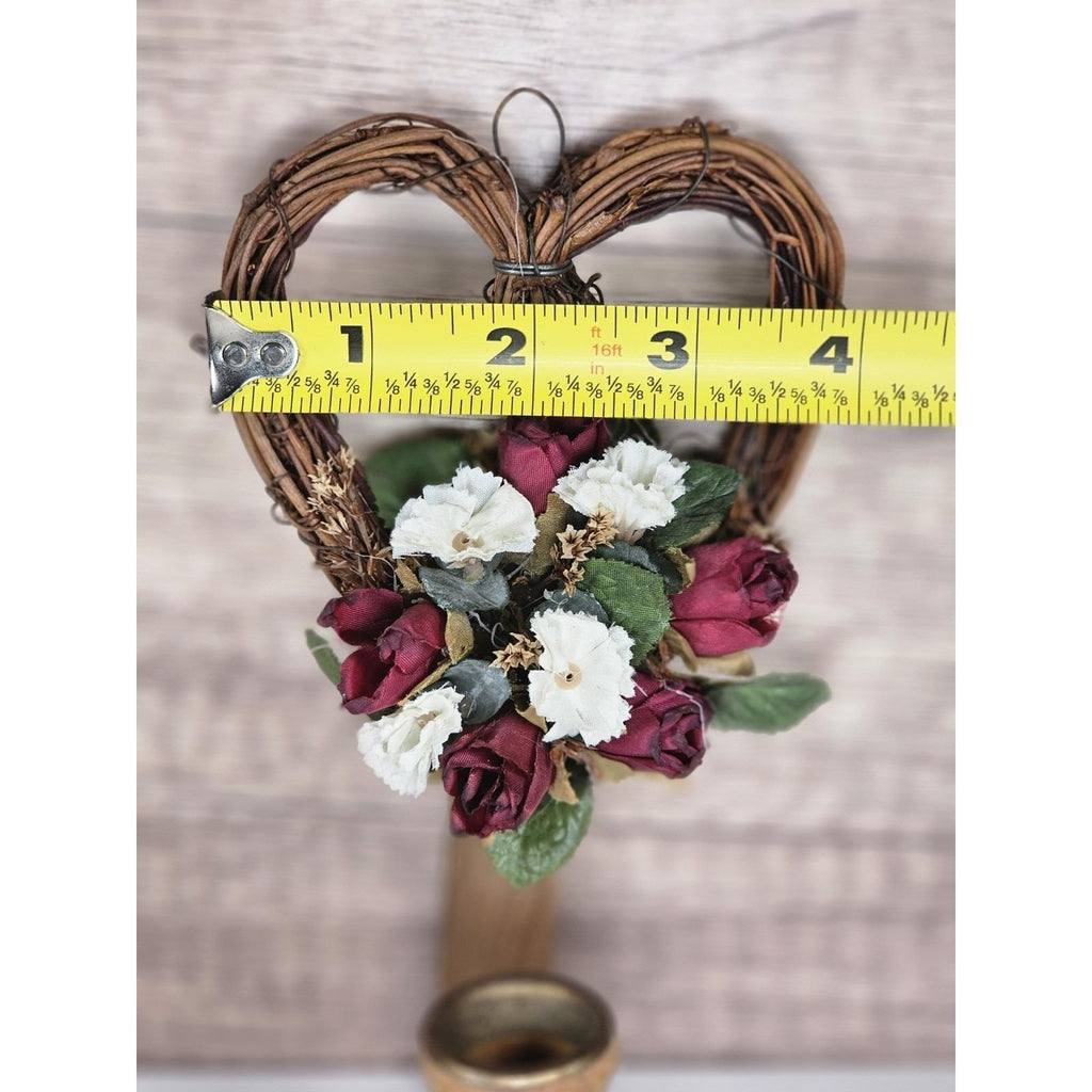 Vintage Grapevine Heart Wall Sconces Set of 2 Rustic Floral Candle Holders