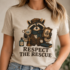 Respect The Rescue Raccoon Tee, Vintage Thrift Lover Shirt, Estate Sale Gift